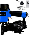 Heavy Duty Roofing Nailer Built To Take Heat While Delivering Consistent Drive Power For Snappy 15 Degree Wire Collated Nailing On Every Residential Project Out There with accessories and manual.