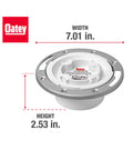 Solid 3 Or 4 In Fast Set White PvC Closet Flange With Heavy Duty Stainless Steel Ring dimensions, width 7.01 in, height 2.53 in.