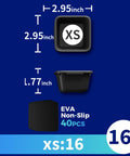 Dimensions of Sixteen Piece Extra Small Parts Organizer Trays For Nuts Bolts Screws Washers And Electrical Connectors Desk Drawer Bins For Toolbox Hardware Cabinet And Workbench, showing 2.95 inch width and length, 0.77 inch height, and non-slip base.