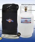 Gas Hauler Pro Kit With 10Lb Propane Tank And 5Ft Steel Braided Adapter Hose In Insulated Carry Case for camping and outdoor adventures.