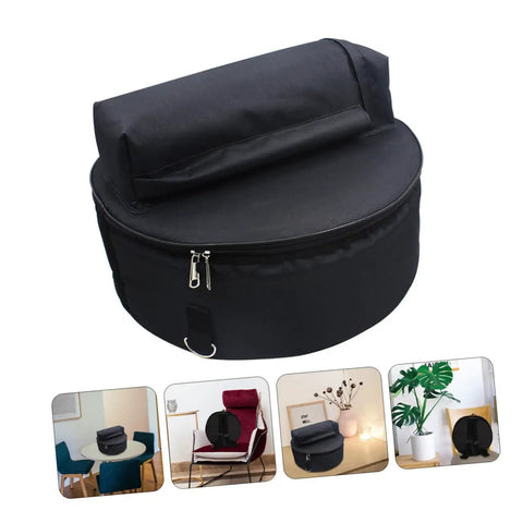 Tour Ready Waterproof Drum Backpack And Oxford Cloth Gig Bag With Padded Adjustable Straps, black round bag with zip.