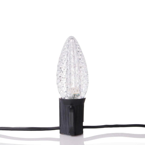 Single bulb from 100 Pack Pure White C9 LED Christmas Light Bulbs, Dimmable And Shatterproof, E17 Base, Energy Saving Replacement For String Lights