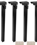 16.5 Inches Heavy Duty Folding Table Legs 4 Pack Metal Trestle Feet With Screws, sturdy black metal legs for DIY furniture.