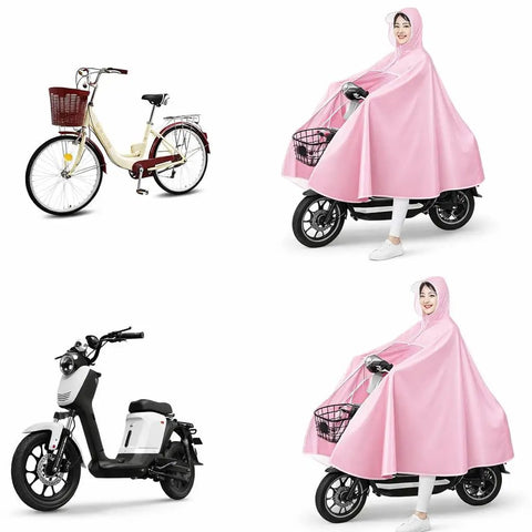 All Weather Electric Scooter Rain Poncho For Full Body Coverage Reusable 3XL Rain Coat Keeps You And Your Battery Bike Dry In Heavy Rain Snow And Wind Easy On And Off No Fuss Long Comfortable Design