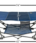Portable Foldable Metal Framed Hammock With Cup Holder And Built In Storage Pocket And Quick Fold System 94x39x45 in