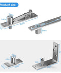 Badass Pivot Hinges For Hidden Doors And Bookcases Heavy Duty Stainless Steel Hardware with size dimensions displayed.