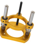 Adjustable Router Lift For 63.5-65mm Diameter Universal Trimming Machines In Aluminum Alloy Under-Table Base Clamping Lifting System With Slick Height Adjustment And Gold Finish, gold aluminum base