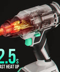 Cordless Heat Gun Kit With 20V Battery Handy Hot Air Gun Three Temperature Settings internal view showing heat element