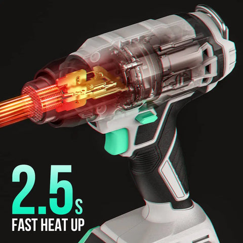 Cordless Heat Gun Kit With 20V Battery Handy Hot Air Gun Three Temperature Settings internal view showing heat element