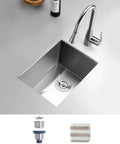 Undermount Kitchen Sink 14 By 18 Inch, Deep 9-Inch Single Bowl, 304 Stainless Steel Bar Sink, rustproof finish in silvery white, top view.