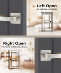 Six Pack Satin Nickel Lever Door Handles Set for Privacy Lock Heavy Duty Interior Door Hardware Left or Right Handed Levers