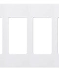 Front view of a Six Gang Decorator Light Switch Cover Plate For Rocker Switches And Outlets Screwless Gloss White Wall Plate Easy Snap On Six Gang Cover Durable Plastic Switch Plate For Modern Homes