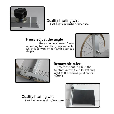 Hot Wire Foam Cutter Table With Adjustable Temperature for Styrofoam and craft projects, showing heating wire and removable ruler.