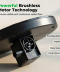 Close-up of Floating Solar Water Fountain With Six Nozzles For Garden Pond Pool And Outdoor Use Upgraded 2026 Black motor details.