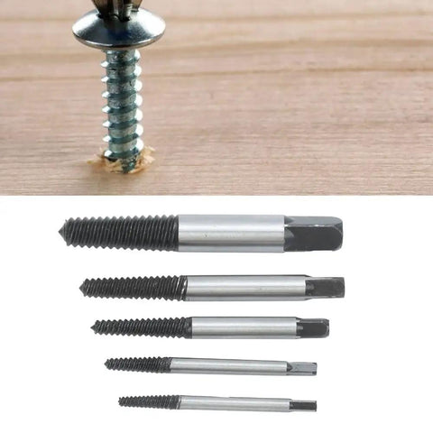 Heavy Duty 5 Piece Damaged Screw Extractor Set Made From Carbon Steel Perfect Left Hand Thread Remover Kit For Stripped Bolts And Broken Screws Easy Repair Tool To Get You Out Of A Jam, carbon steel extractors