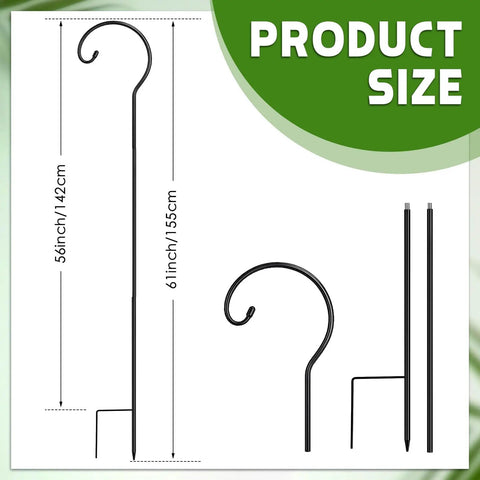 61 Inch Shepherds Hook Bug Zapper Outdoor Hanger Ground Stake Garden Plant Stand Stake shown with dimensions labeled