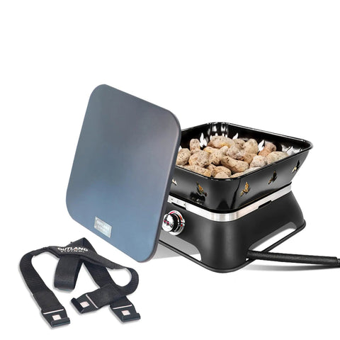 Firecube 14 Inch Portable Smokeless Propane Fire Pit With Carry Kit And Lava Rocks, 58,000 BTU, Black