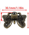 Close-up of Butterfly Drawer Handles Set Zinc Alloy Bronze Colored 12 Pcs Decorative Knobs showing dimensions 30.1mm by 23.9mm