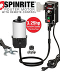 Kickass 3.25HP Router Motor With Variable Speed Remote Control And Soft Start For Router Lifts Shapers And Cnc Shop Features Compact 4.2 Inch Body, includes ER20 collets and offset wrench.