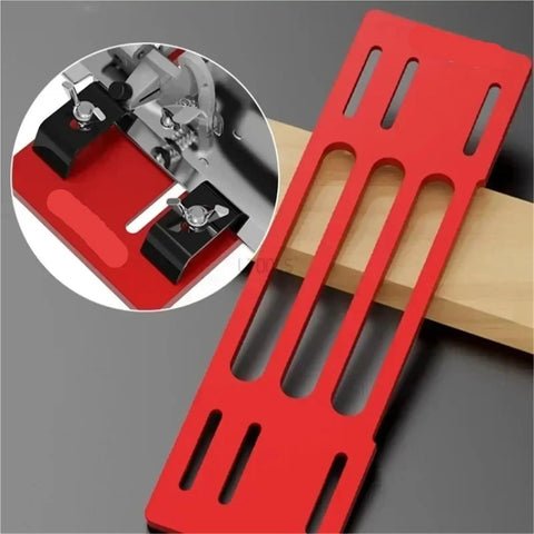Heavy Duty Adjustable Circular Saw Guide Base Plate Aluminum Universal Rail For Electric Power Saws on wood with clamps.