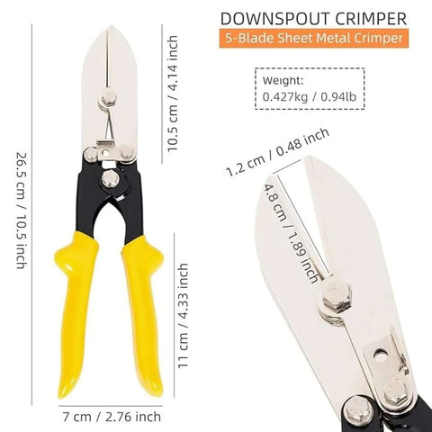 Heavy Duty Duct Crimping Tool For 24 To 28 Gauge Sheet Metal With ergonomic yellow handles