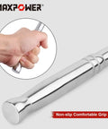 Close-up of 15 Inch Breaker Bar With 1/2 Inch Drive And 3/8 Inch Drive Flex Handle for heavy duty use, showing grip detail