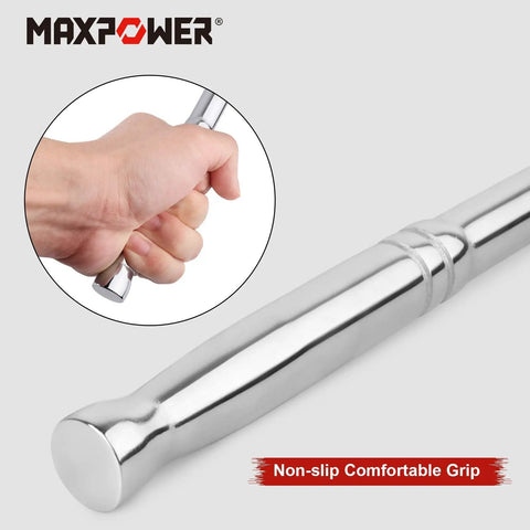 Close-up of 15 Inch Breaker Bar With 1/2 Inch Drive And 3/8 Inch Drive Flex Handle for heavy duty use, showing grip detail