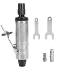 Real Deal Heavy Duty Air Die Grinder With Adjustable Speed Regulator 1/4 Inch Arbor showing pneumatic tool and accessories.