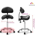 Saddle Stool On Wheels With Backrest Rolling Height Adjustable Ergonomic Saddle Chair dimensions and features