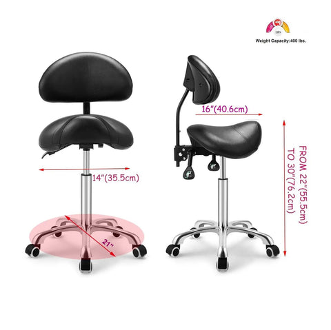 Saddle Stool On Wheels With Backrest Rolling Height Adjustable Ergonomic Saddle Chair dimensions and features