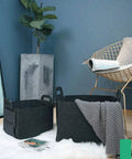 Hassle Free Big Time Foldable Cotton Storage Basket With Smooth Braided Handles Easy Slide Shelf Cube Tote For Closet Organization Car Trunks And Weekend Getaways displayed in a modern living room.