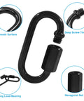 M3.5 Black Quick Link Chain Connector Set, heavy duty one eighth inch link with metal carabiner screws, durable alloy for chandeliers and outdoor use.