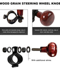 Woodgrain Steering Wheel Spinner Knob With Ergonomic Grip For No Fuss Easy Turn Assist Power Handle Smooth On The Wheel Universal Accessory For Cars Trucks Semi Trailers And Boats showcasing various components and close-up details.