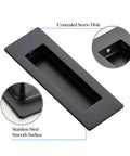 4 Pack Black Sliding Closet Door Pulls Flush Recessed Finger Pulls 4.72 Inch Length Square Cabinet Pulls for Sliding Barn Doors