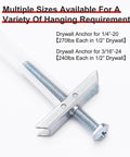 Heavy Duty Drywall Anchor Set With Bolts For 3/16-24 Thread, Stainless Steel Hollow Wall Anchors For TV Mounts, Holds 240 Lbs, 14 Pack