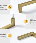 10 Pack 5 Inch Solid Cabinet Handles Champagne Bronze Cabinet Pulls For Kitchen Drawers Sleek Square Bar Zinc Alloy Dresser Hardware For Cupboard Bedroom showing detailed features