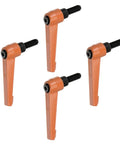 4 Pack Adjustable Clamping Lever Handles M8 x 20mm Male Thread Aluminum Alloy Quick Release Rotating Screw Locking Push Button Ergonomic Orange Handles For DIY Projects And Heavy Duty Industrial Use