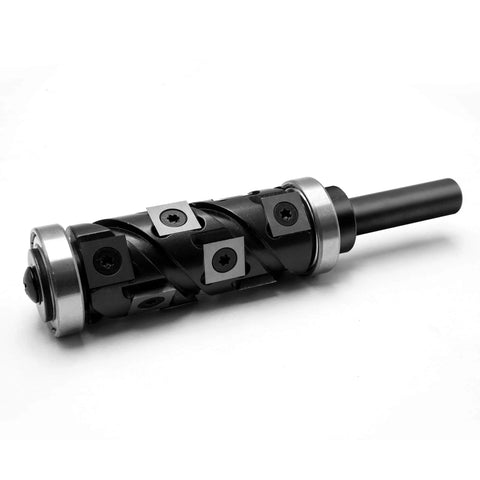 Spiral Flush Trim Router Bit, One Half Inch Shank, 65mm Cutting Length, 32mm Diameter, Top And Bottom Bearing, Heavy Duty CNC Woodworking Bit