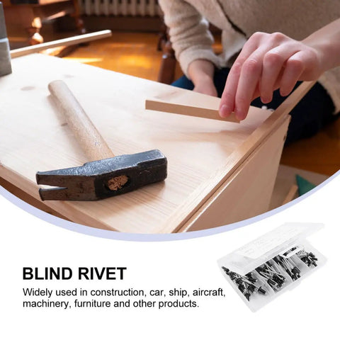 Black Aluminum Blind Rivets Kit 120 Pcs Assortment with Burr Free Pull Rods pro grade DIY install