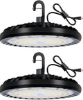 200W UFO LED High Bay Light 5000K With US Plug, 26,000 Lumens, IP65 Wet Location Warehouse Fixture, side view