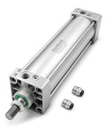 Pneumatic Air Cylinder With Two And A Half Inch Bore And Four Point Nine Two Inch Stroke Heavy Duty Double Acting Single Rod M Sixteen By One Point Five Threaded Rod Includes Two Push In Fittings For Three Eighths Port