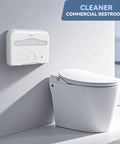Wall Mounted Toilet Seat Cover Dispenser With No Drill Installation Half Fold Holder For Public Restrooms, shown installed.