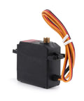 Heavy Duty Digital RC Servo Steering Upgrade With Knockout 15Kg Torque And Sweet Riding 0.14Sec Response Time Smooth Ride Control For Plug And Play RC Buggies side view of black servo with wires