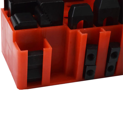 Close-up of clamp components in 58 Pack Pro Series 7/16 Inch T Slot Hold Down Clamp Kit for Bridgeport Mill Setup