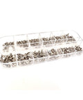 Top Notch Laptop Screws Assortment Kit Holding 240 Pieces Across 12 Compact Sizes With M2 M2.5 And M3 Bits in a clear organizer.