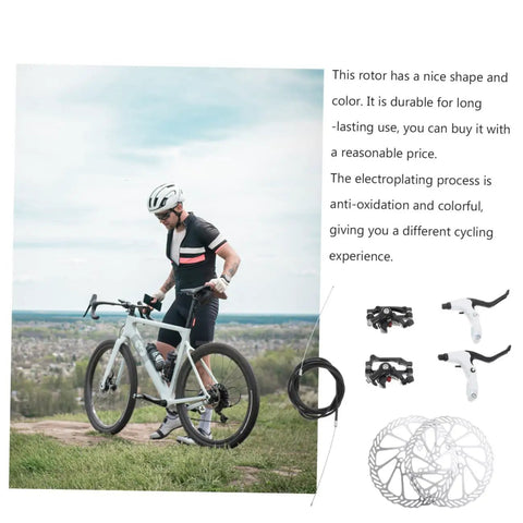 Top Tier Bike Disc Brake Rotors One Set Lightweight Aluminum Construction on a bike with a cyclist, ideal for mountain biking.