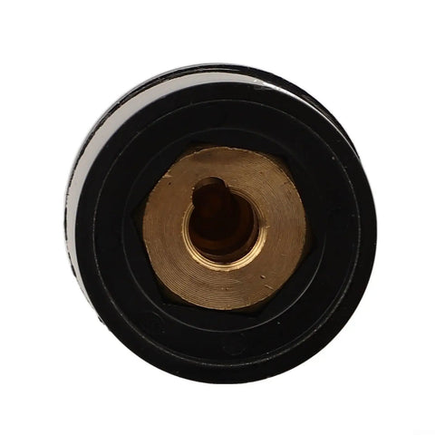 Close-up of TIG Welding Torch Cable Adapter 10-25 To 35-50 Connector for WP-17V WP-26V showing threaded brass interior