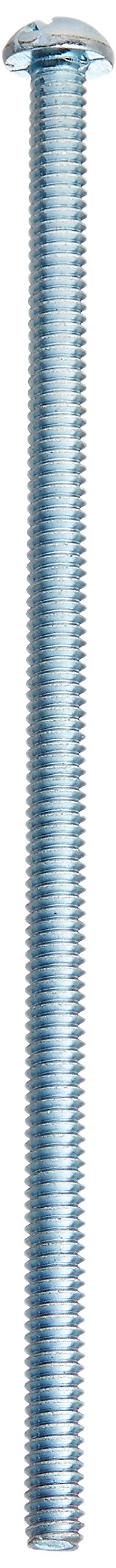 Top Tier Slotted Round Machine Screws 8-32 By 4 Inch Zinc Plated Carbon Steel Bolts Heavy Duty Hardware showing slotted round head.