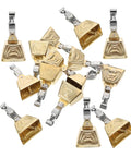 balacoo 15-piece fishing rod bite alarm bell set with stainless steel clips, gold and silver tones; front view