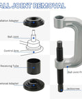 Heavy Duty Ball Joint Press And U Joint Removal Tool Kit For 2WD And 4WD Cars And Light Trucks with labeled parts diagram